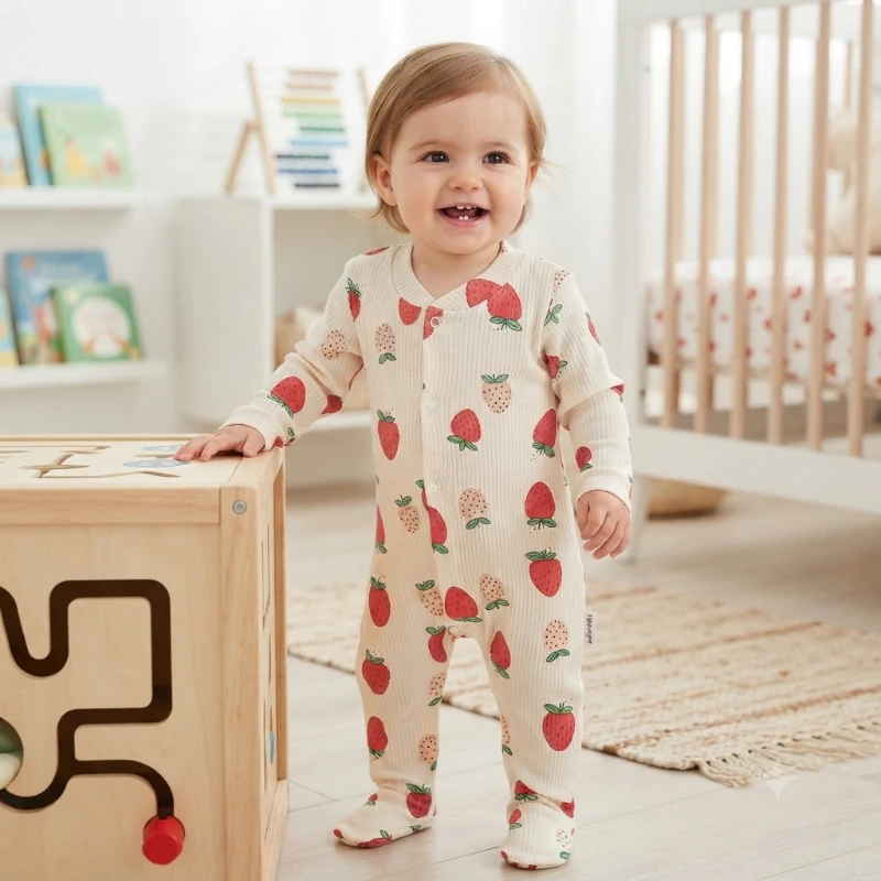 ÇİLEK BASKILI BEBEK TULUMU 1-3-6 AY